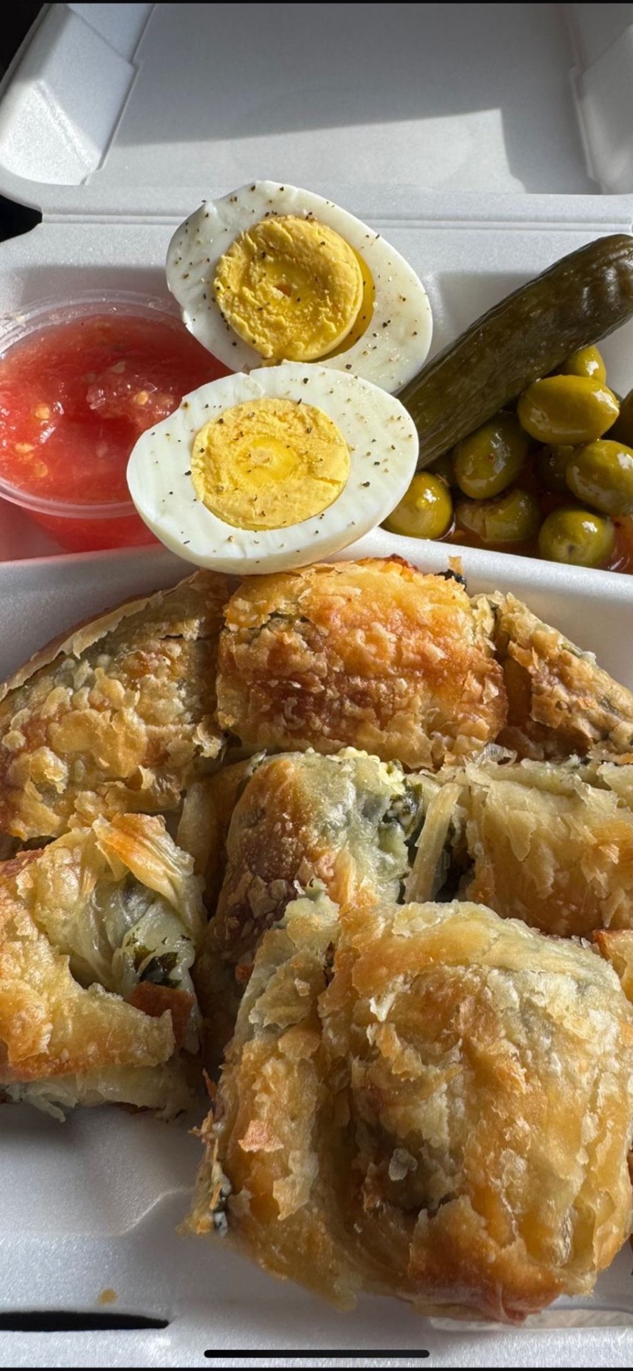 Bourekas with eggs & olives