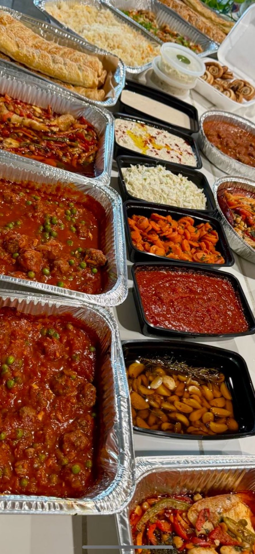 Family Shabbat meal prep spread